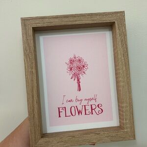 Pink Floral Wall Art in Wooden Frame